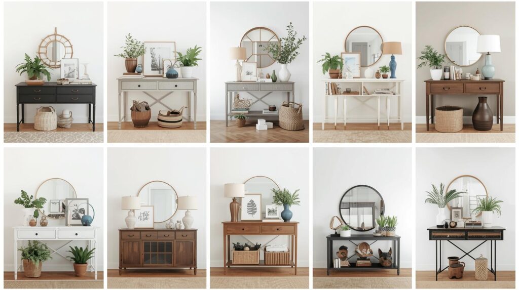 entryway table décor for carpet